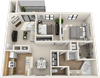 1 bedroom 1 bath floor plan D 1 bedroom 1 bath floor plan D at St. Johns Forest Apartments, Jacksonville, FL